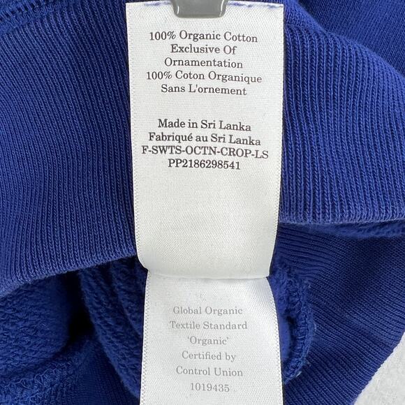 EVERLANE Long Sleeve Cropped Crewneck Sweatshirt Womens Medium Blue Relaxed - Picture 11 of 14
